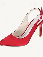 billige Bryllupsgjest-Dame bryllup sko Slingback Brudesko Spenne Stiletthæl Spisstå Basispumps Sateng Hvit Krystall Sølv
