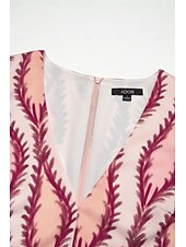 economico Abiti floreali-Per donna Orlo maxi Raso Maxi Vestito maxi SALMONE Bianco Manica lunga Modello di piante Fiore / Piante Pulsante pianta Primavera A V Abito volante S M L