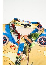 baratos Vestidos de Férias-Vestido curto de cetim com estampa gráfica de mapa costeiro