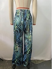 economico gamba larga e vita alta-Per donna Normale Dritto Di tendenza Lunghezza intera Naturale Color Block A cordoncino Comodo Media elasticità Da tutti i giorni Verde prato Per tutte le stagioni Morbido