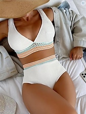 billiga Bikiniset-Dam Vanligt Sexiga underkläder Ensfärgat Ren färg Sexig Tryck upp Sommar Hem Säng Simning Polyester Snabb tork Stretch Shorts 2 st Hög midja Sommar Vår