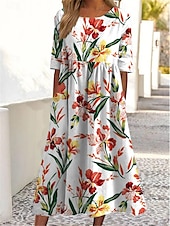 ieftine Rochii casual florale-rochie maxi dama imprimeu floral maneca scurta decolteu albastru deschis casual elegant primavara vara petrecere in gradina imbracaminte de plaja imbracaminte marime