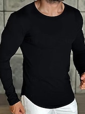 preiswerte Basic-T-Shirts-Herren T Shirt T-Shirt Langarm V Ausschnitt Frühling &amp; Herbst Einfach Mode Designer Basic Urlaub Straße Ausgehen Schwarz Blau Orange Top T-Shirt für Herren
