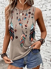 ieftine Bluze &amp; Camisole Damă-Camisole pentru femei top vest imprimeu stilat ombre fără mâneci guler rotund vacanță casual roz albastru deschis khaki curcubeu vară