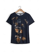 ieftine Tricou cu animale-tricou dama basic dog print maneca scurta topuri obisnuite gat rotund zilnic weekend negru