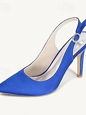 billige Bryllupsgjest-Dame bryllup sko Slingback Brudesko Spenne Stiletthæl Spisstå Basispumps Sateng Hvit Krystall Sølv
