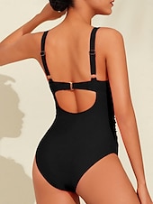 economico Costumi da bagno di stilisti-costume intero con scollo a V e bordo petalo a triangolo