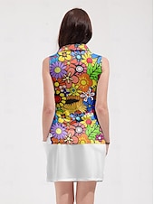cheap Women&#039;s Golf Clothing-Women&#039;s Golf Polo Shirt Yellow Sleeveless Sun Protection Top Floral Ladies Golf Attire Clothes Outfits Wear Apparel