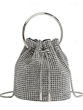 voordelige Tassen-Dames Koppeling avondtasje PU-nahka Bruiloft Ketting Grote capaciteit Multi-dragen Effen Kleur Zilver