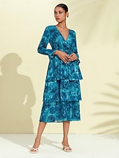 abordables robe décontractée imprimée-robe midi élégante en mousseline à jacquard fleuri