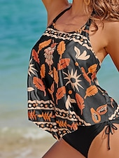 voordelige designer badmode-tankini-badpak met print in a-lijnvorm