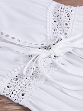 ieftine Rochii Albe din Dantela-Pentru femei Rochie Maxi Rochie albă Rochie casual Rochie leagăn Rochie A line Șic Stradă Linie A Vacanță Concediu Plajă Fit regulat Manșon Jumate În V Negru Alb Albastru piscină Vară