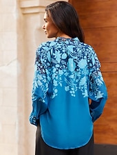 baratos camisas, tops e blusas-blusa manga longa com babados florais