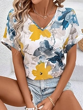 Γυναικείο T-shirt Boho Μπλούζα Paisley Εκτύπωση V-Λαιμό Κοντό Μανίκι Καθημερινό Χαλαρό Στυλ Πολύχρωμο Ελαφρύ Καλοκαίρι Μπλούζα Χαμηλού Κόστους Boho t-shirt-Γυναικείο T-shirt Boho Μπλούζα Paisley Εκτύπωση V-Λαιμό Κοντό Μανίκι Καθημερινό Χαλαρό Στυλ Πολύχρωμο Ελαφρύ Καλοκαίρι Μπλούζα