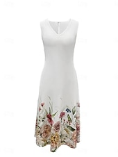 ieftine Rochii set-Pentru femei Set de rochii Rochie casual Rochie leagăn Rochie imprimata Modă Modern Floral Imprimeu Rochii Midi Manșon Jumate În V În aer liber Dată Alb Albastru regal Albastru piscină Vară Fit