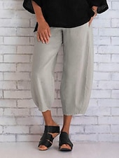 ieftine Pantaloni scurți din bumbac in-Pentru femei Pantaloni scurți din bumbac in pantaloni scurți capri Casul Zilnic Lungime până la glezne Simplu Buzunare laterale Respirabilitate Comfortabil Inelastic Sfârșit de săptămână Negru