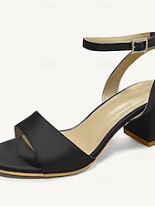 economico Prom-sandali con tacco a blocco in raso turchese con cinturino alla caviglia per donna - eleganti scarpe da sera e da matrimonio