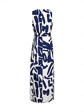 abordables Robes décontractées-Femmes Robe Décontractée Robe Ample Noir Blanche Sans manches Motif Floral Imprimé Ample Printemps &amp; Été Tour Décontracté Quotidien Occasionnel Vacances S M L