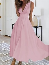 ieftine Rochii Albe Casual-rochie maxi pentru femei, albă, cu decolteu în V, fără mâneci, talie strânsă, în formă de linie, seară formală, nuntă, bal de absolvire, primăvară vară, mărime întreagă, îmbrăcăminte potrivită,