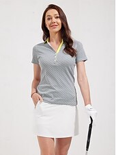 זול בגדי גולף נשים-בגדי ריקוד נשים חולצת POLO ירוק שרוולים קצרים הגנה מפני השמש קל משקל צמרות נשים בגדי גולף בגדי תלבושות ללבוש ביגוד