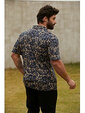 cheap Men's Golf Clothing-Men's Golf Polo Shirt Brown Short Sleeve Sun Protection Top Leaf Golf Attire Clothes Outfits Wear Apparel