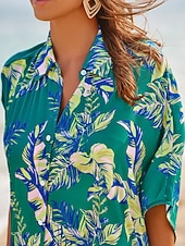 halpa Mekot-lehtikuvioinen paita lyhythihainen midi-mekko