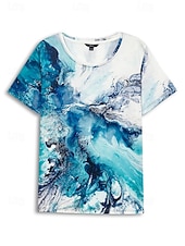baratos Camiseta de Arte &amp; Design-camiseta feminina vintage básica geométrica abstrata estampa manga curta regular tops gola redonda diário fim de semana verde verão