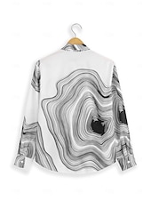 ieftine Topuri pentru femei cu dungi și geometrice-Cămașă pentru femei cu print la modă cu nasturi cu mânecă lungă bluze regolare guler casual alb-negru primăvară și toamnă