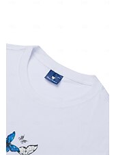 billige Dyrene tee-Dame T skjorte Sommerfugl Grunnleggende Kortermet T-skjorte Rund hals Vanlige topper Hjem Daglig Stevnemøte Trykt mønster Grunnleggende Svart Hvit Mørk Rosa Blå Sommer