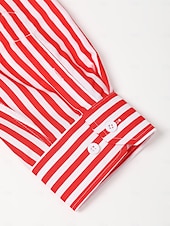 voordelige Overhemden met knopen voor heren-Voor heren Overhemd Button-down overhemd Shirt met kraag Strijkvrij overhemd Zwart Wit Rood Marineblauw Lange mouw Gestreept Kraag Lente zomer Bruiloft Werk Kleding