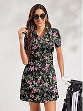 cheap Golf Dresses-Women&#039;s Tennis Dress Golf Dress Black Short Sleeve Dress Ladies Golf Attire Clothes Outfits Wear Apparel