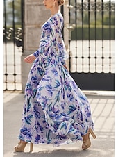  A-Line Ankle Length Wedding Guest Dress Formal Dresses Evening Gown Mother of the Bride Dress Long Sleeve V Neck Elegant Vintage Formal Wedding Guest Chiffon with Ruched Flower