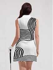 abordables Vestidos de golf-Mujer vestido de golf Blanco Sin Mangas Rayas Ropa de golf para damas Ropa Trajes Ropa Ropa