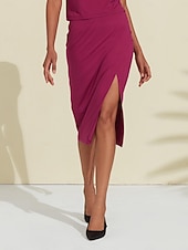 economico gonna da donna-Set gonna in 2 pezzi a vita alta in tencel