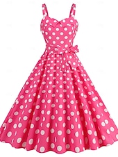 levne Šaty-Retro 50. léta Rockabilly Polední Šaty Houpací šaty Flare šaty S páskem Popruh na špagety Puntíkované A-Linie Dámské Karneval Denní nošení Čajový dýchánek Retro tematická párty Dospělí Šaty Jaro léto