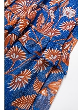 economico abito casual stampato-abito boho in chiffon con fiori tropicali e maniche a sbuffo
