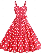 levne Šaty-Retro 50. léta Rockabilly Polední Šaty Houpací šaty Flare šaty S páskem Popruh na špagety Puntíkované A-Linie Dámské Karneval Denní nošení Čajový dýchánek Retro tematická párty Dospělí Šaty Jaro léto