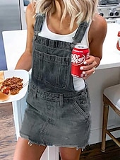 preiswerte Overall-Damen Normal Jumpsuit Strassenmode Feste Farbe Ärmellos Quadratischer Ausschnitt Knopf Tasche Strasse Täglich Regular Fit Rote Blau Grün Sommer