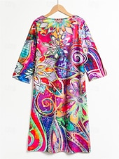 levne Umění a design šaty-Dámské mini šaty T-košile šaty shift šaty letní šaty vzorové šaty aktivní móda streetwear venkovní dovolená práce pravidelný střih květinový paisley poloviční rukáv V výstřih červená modrá
