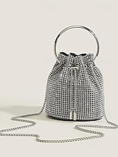 voordelige Tassen-Dames Koppeling avondtasje PU-nahka Bruiloft Ketting Grote capaciteit Multi-dragen Effen Kleur Zilver