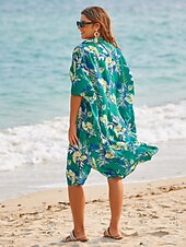 halpa Mekot-lehtikuvioinen paita lyhythihainen midi-mekko