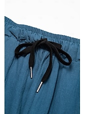 preiswerte Klassiker-Herren Leinenhose Hose Hosen Sommerhosen Pumphose Strandhose Tasche Kordelzug Elastische Taille Glatt Leichtgewichtig Knöchellänge Yoga Täglich Modisch Brautkleider schlicht Lockere Passform Meerblau