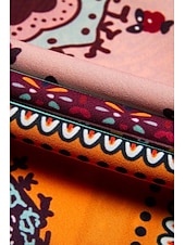 フォークプリント Vネックマキシドレス お買い得  プリントカジュアルドレス-フォークプリント Vネックマキシドレス