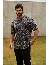 cheap Men's Golf Clothing-Men's Golf Polo Shirt Brown Short Sleeve Sun Protection Top Leaf Golf Attire Clothes Outfits Wear Apparel