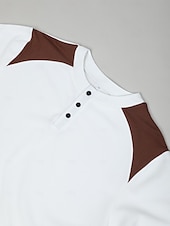 olcso Alkalmi Henley póló-Férfi Póló Gofri Henley ing Henley ing Tee Top Hosszú ujjú ing Színes Henley Utca Vakáció Hosszú ujj Kollázs Ruházat Divat Dizájn Alap