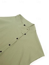ieftine Bluze simple pentru femei-Pentru femei Cămașă Bluză Cămașă cu gât Culoare solidă Simplu Elegant De Bază Manșon scurt Mâneci Lejere Guler Pe Gât Topuri obișnuite Zilnic Nasturi Albastru Deschis Negru Alb Roz Îmbujorat Trifoi