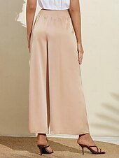 preiswerte Damenhosen-Lässige Hose mit weitem Bein aus Satin
