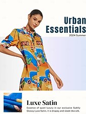 baratos Vestidos de Férias-Vestido curto de cetim com estampa gráfica de mapa costeiro