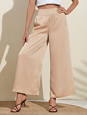 preiswerte Damenhosen-Lässige Hose mit weitem Bein aus Satin