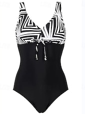 billiga One-piece-baddräkter-Dam Vanligt Badkläder En bit Monokini Baddräkter Baddräkt Blygsamma badkläder Magkontroll Rand Semester Standkläder Färgblock Randig Axelband Ärmlös Baddräkter